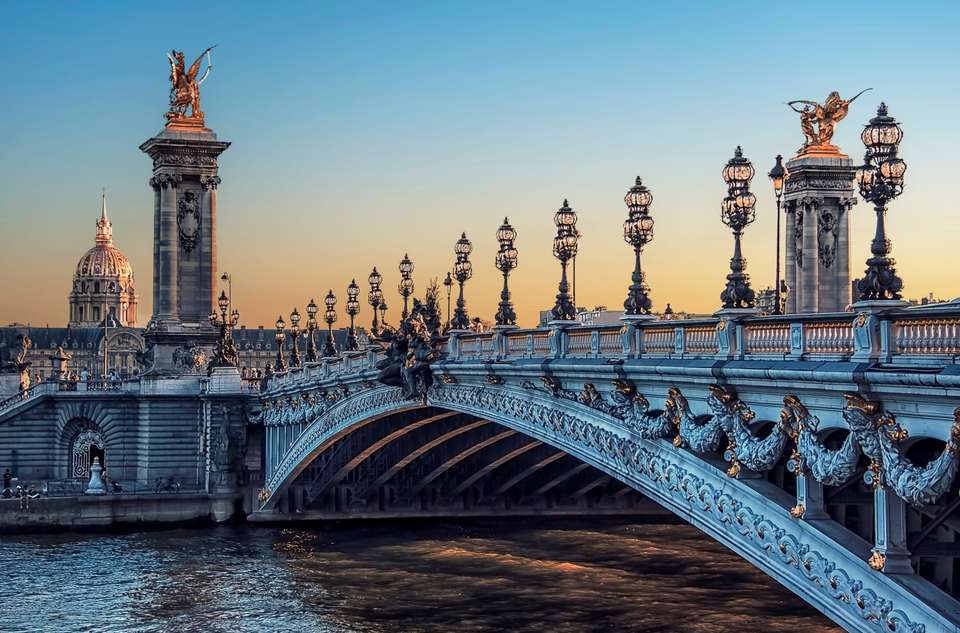Alexandre III bridge in Paris at sunset